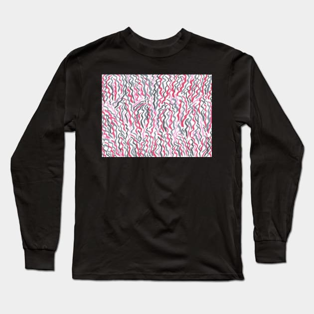 Red and Black Squiggles Abstract Long Sleeve T-Shirt by DanielleGensler